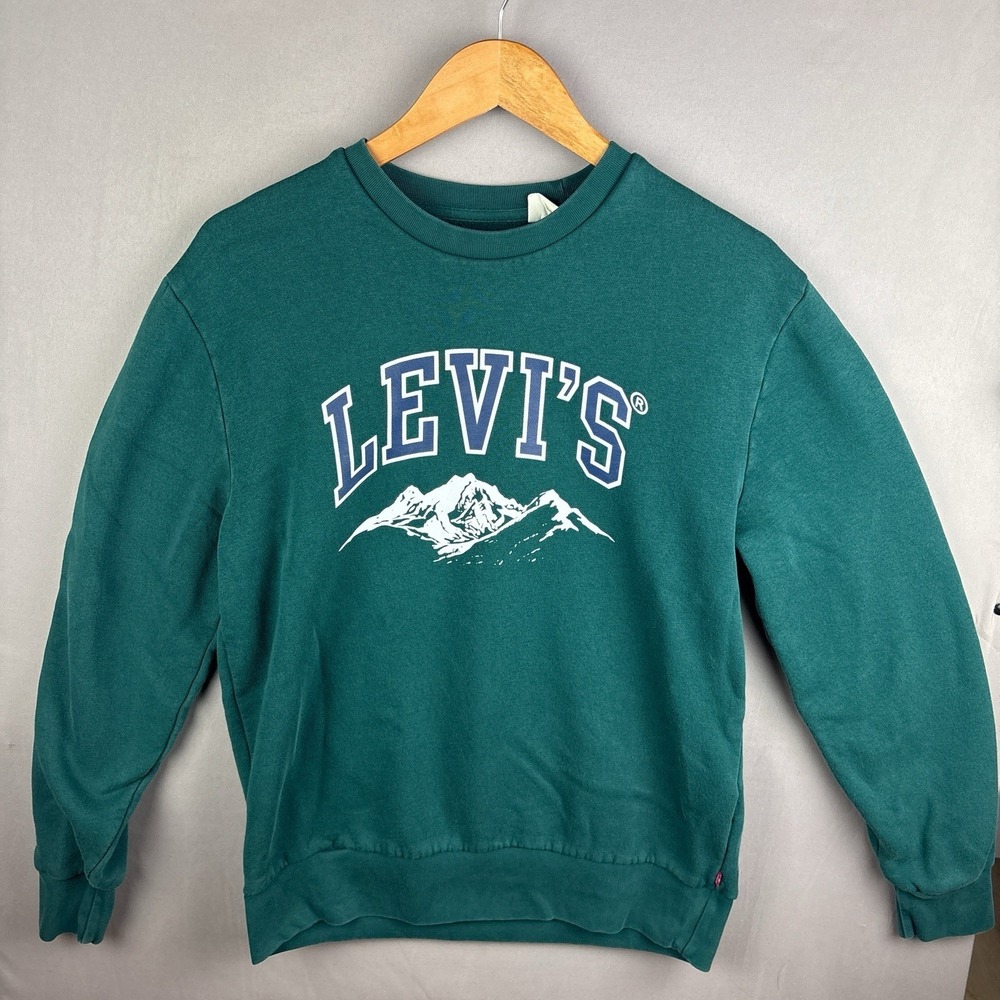 Levi's Crewneck Mens Small Mountain Graphic Sweatshirt Green